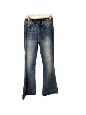 Judy Blue Womens Size 28 Trouser Flare Jeans Blue Medium Wash Stretch Denim